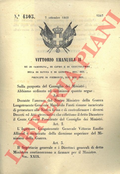 Regio Decreto - col quale  abrogato l'articolo 5 del Regolamento ... per la tassa di monta degli stalloni dello Stato.