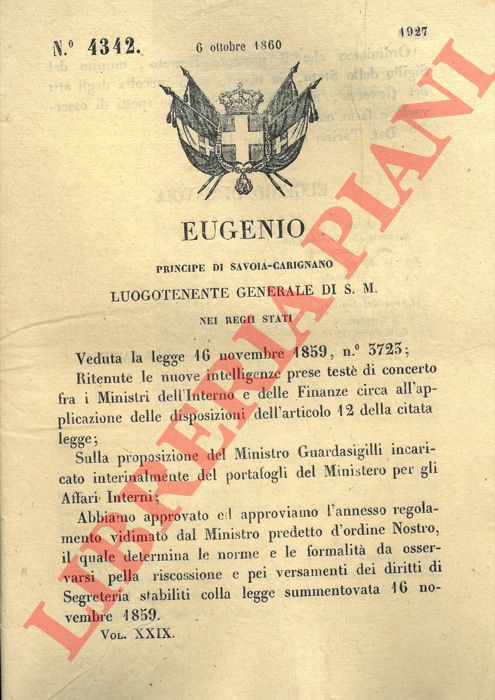 Regio Decreto - di convocazione del Collegio elettorale di Belluno.
