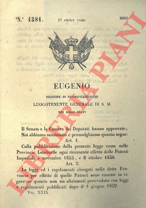 Regio Decreto - con cui si stabilisce che le cause matrimoniali non definite con sentenze passate in giudizio prima della pubblicazione di questa legge siano rinviate ai competenti tribunali civili.