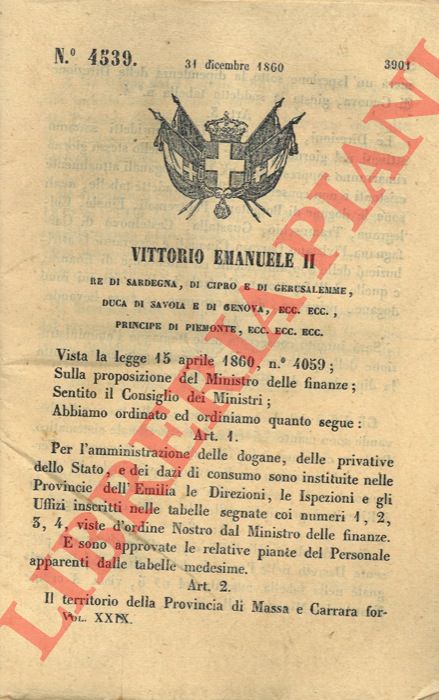 Regio Decreto - con cui si approvano le piante del personale delle tabelle annesse al presente decreto.