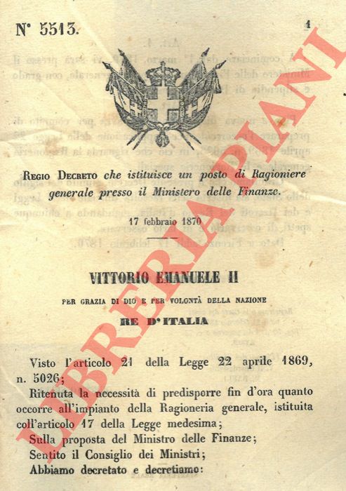 Regio Decreto - che approva il regolamento per la coltivazione del riso nella provincia di Macerata.