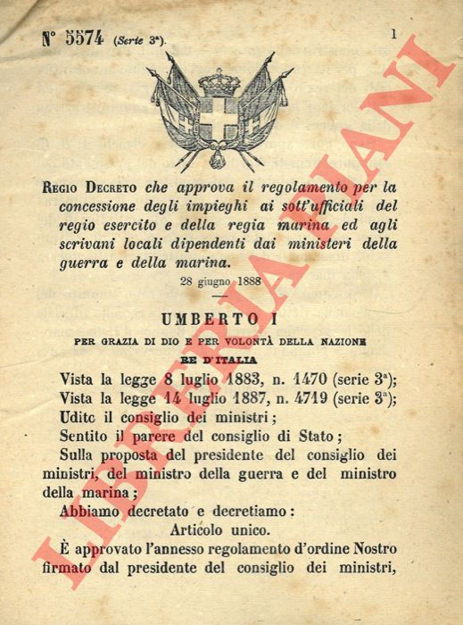 Legge - che autorizza la maggiore spesa di lire 613,345,30 da stanziarsi in aumento allo stato di previsione del ministero dei lavori pubblici per l'esercizio finanziario 1887 - 88.