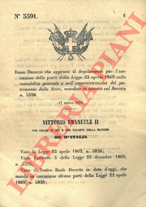 Regio Decreto - che approva il Regolamento per l'esecuzione delle parti della Legge sulla contabilit generale e sull'amministrazione del patrimonio dello Stato.