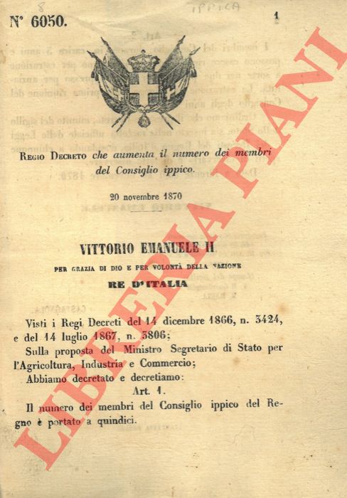 Regio decreto - che aumenta il numero dei membri del Consiglio ippico.