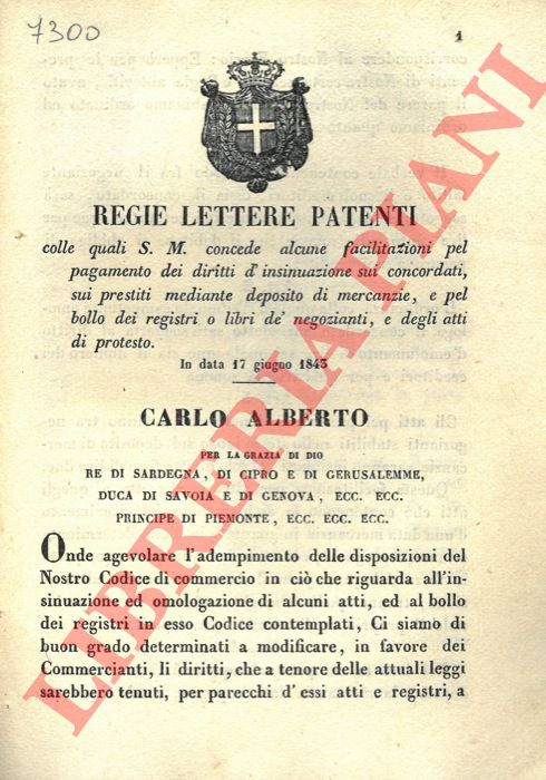 - - Facilitazioni di pagamento, contro pegno, sui concordati, protesti, ecc.