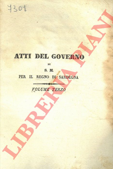 - - Indice cronologico degli Atti del Governo di S.M. per il Regno di Sardegna, Anno 1842.