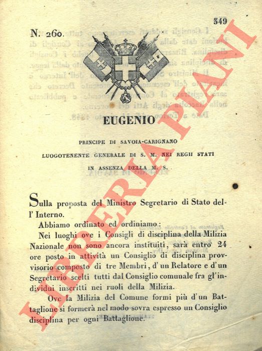 Regio Decreto - con cui si stabilische per laddove la milizia formi piu' di un battaglione so former un consiglio di disciplina per ognuno di essi.