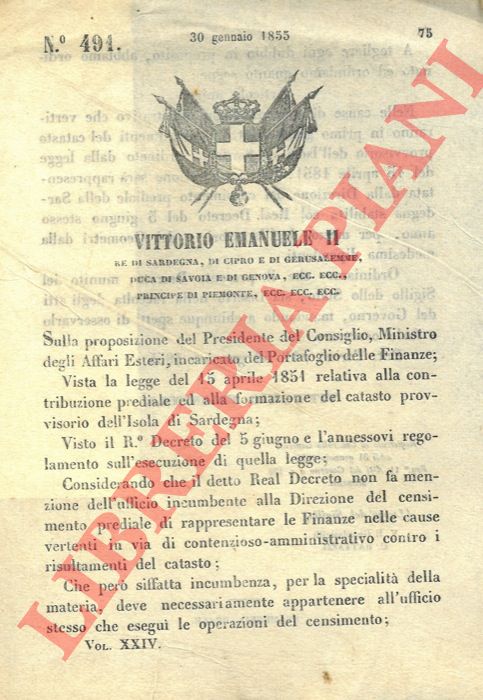 Regio Brevetto - con il quale si autorizza la Cassa centrale di deposito a dare anticipi per il pagamento dei debiti comunali.