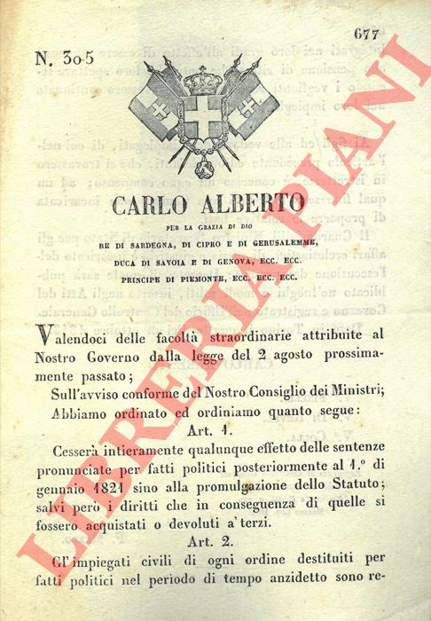 Regio Decreto - con cui si stabilisce che gli impiegati civili destituiti per fatti politici siano riammessi alla pensione di ritiro.