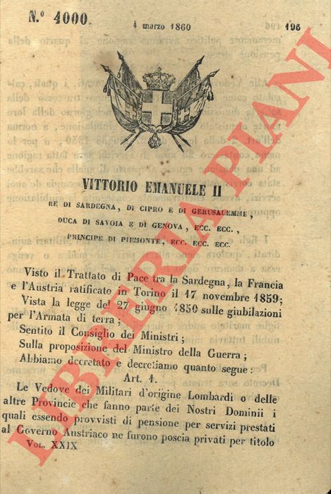 Regio Decreto - che stabilisce le norme secondo cui i familiari superstiti di militari, provvisti di pensione al servizio dell'Austria e per motivi politici privati della medesima, possano nuovamente goderne.