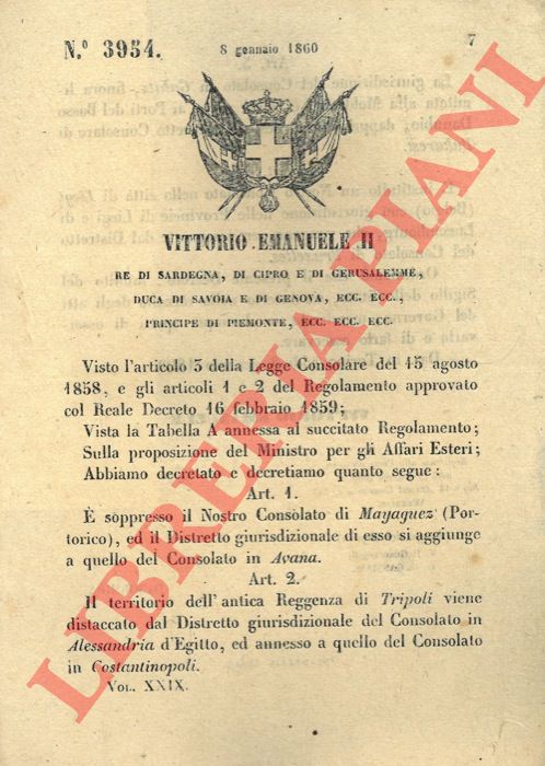 Regio Decreto - con cui vengono effettuate alcune modifiche riguardanti Consolati.
