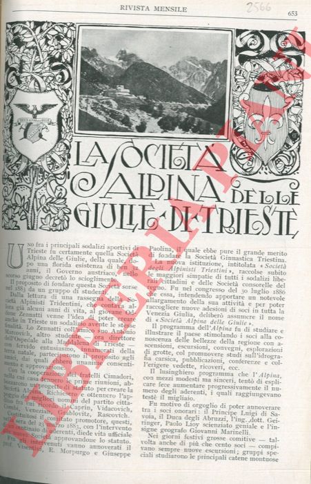 BOEGAN Eugenio - - La societ alpina delle Giulie di Trieste.